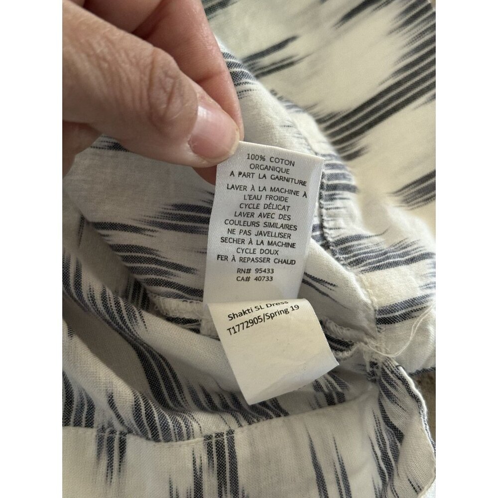 Toad & Co Size XS Shakti Ikat Dress White Grey Sleeveless Front Tie 100% Cotton - Picture 8 of 10